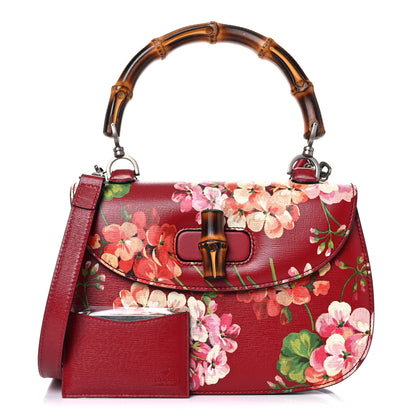 Gucci Shangai Calfskin Blooms Print Small Classic Bamboo Top Handle Bag Romantic Ceries Multicolor 1 of 10