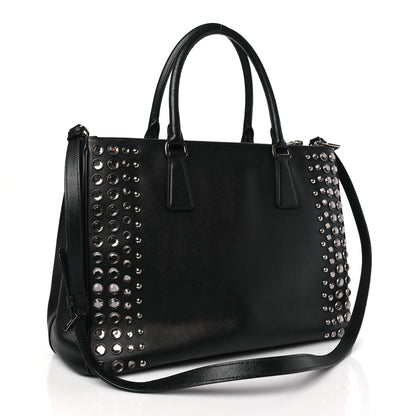 Prada Saffiano Lux Studded Crystal Medium Galleria Double Zip Tote Black 3 of 8