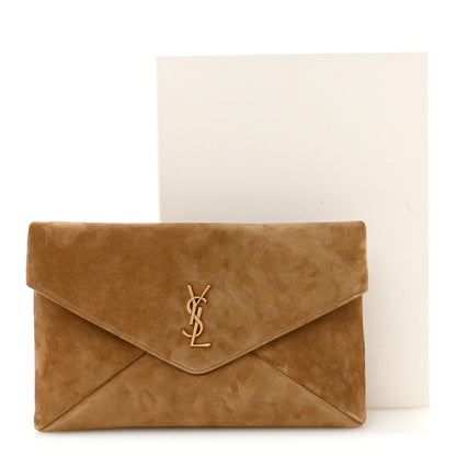 Saint Laurent Suede Large Cassandre Envelope Pouch Golden Leaf 8 of 8