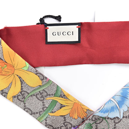 Gucci Silk Twill GG Monogram Special Flory Neck Bow Scarf Beige Red 3 of 4