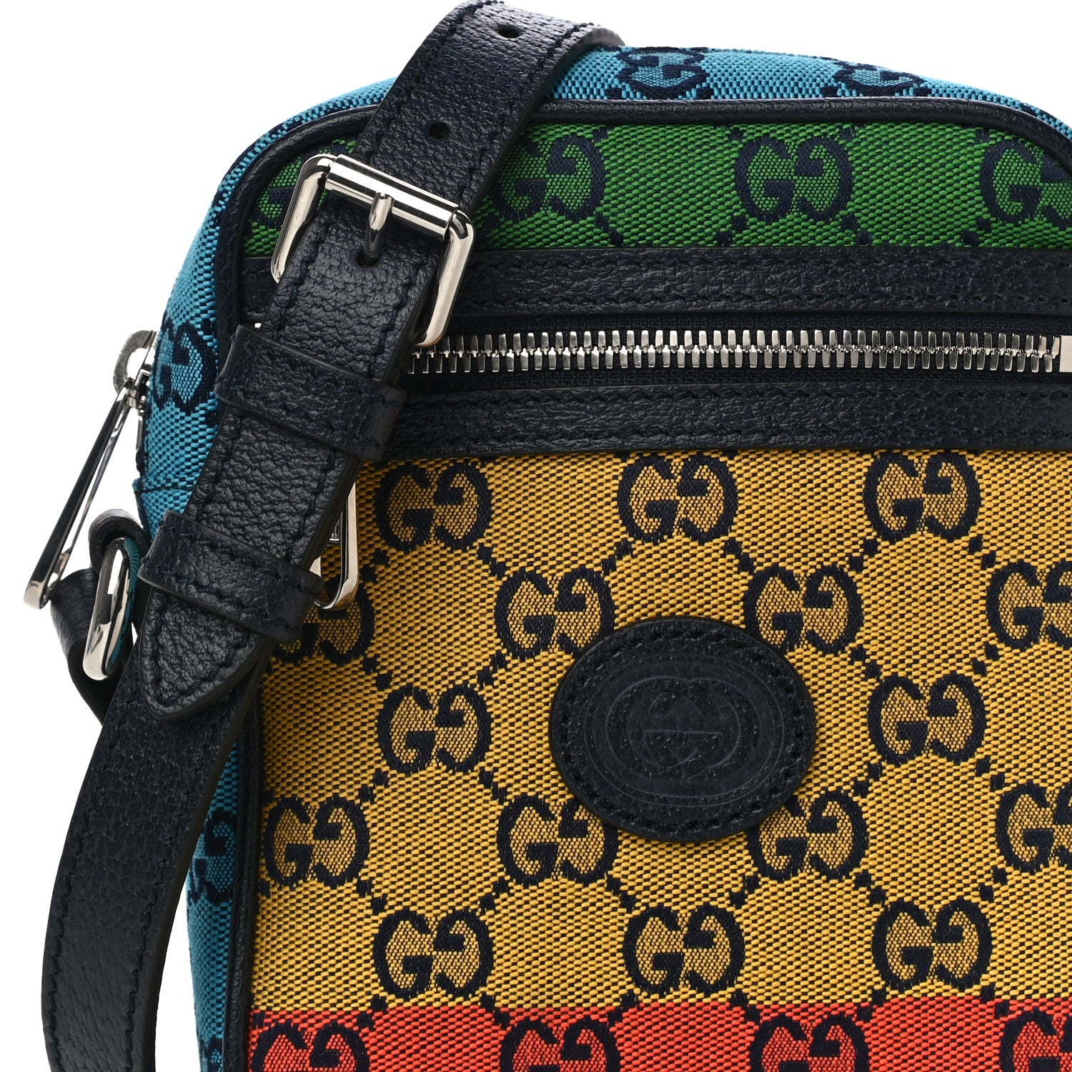 Gucci Monogram Multicolor Mini Retro Interlocking G Messenger Blue Rainbow Light Blue 8 of 10