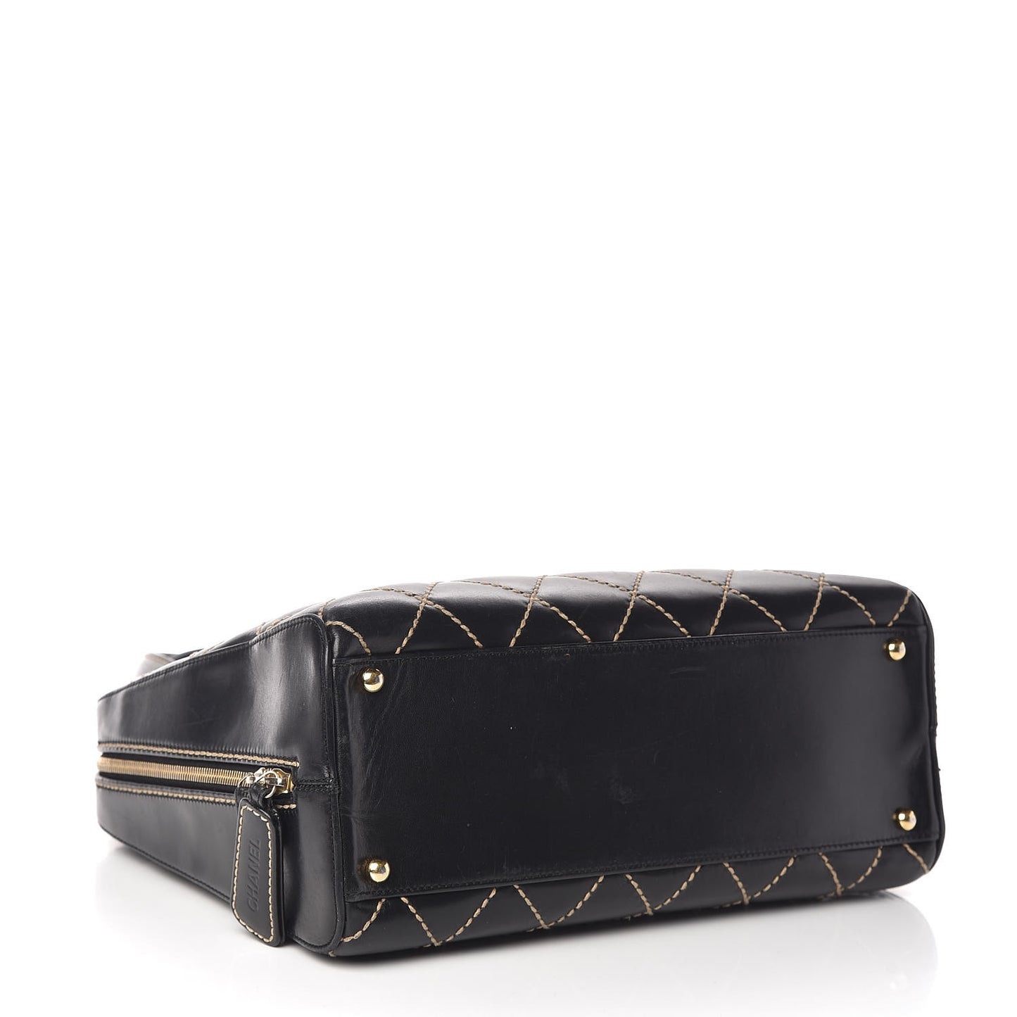 Calfskin Contrast Stitch Surpique Bowler Black