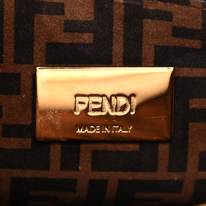 Fendi Vitello Seta Suede FF Mini Peekaboo Iconic Satchel Uovo Sigaro Marrone 7 of 11