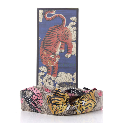 Gucci Silk Monogram Bengal Tiger Print Duchesse Headband Pink 5 of 5