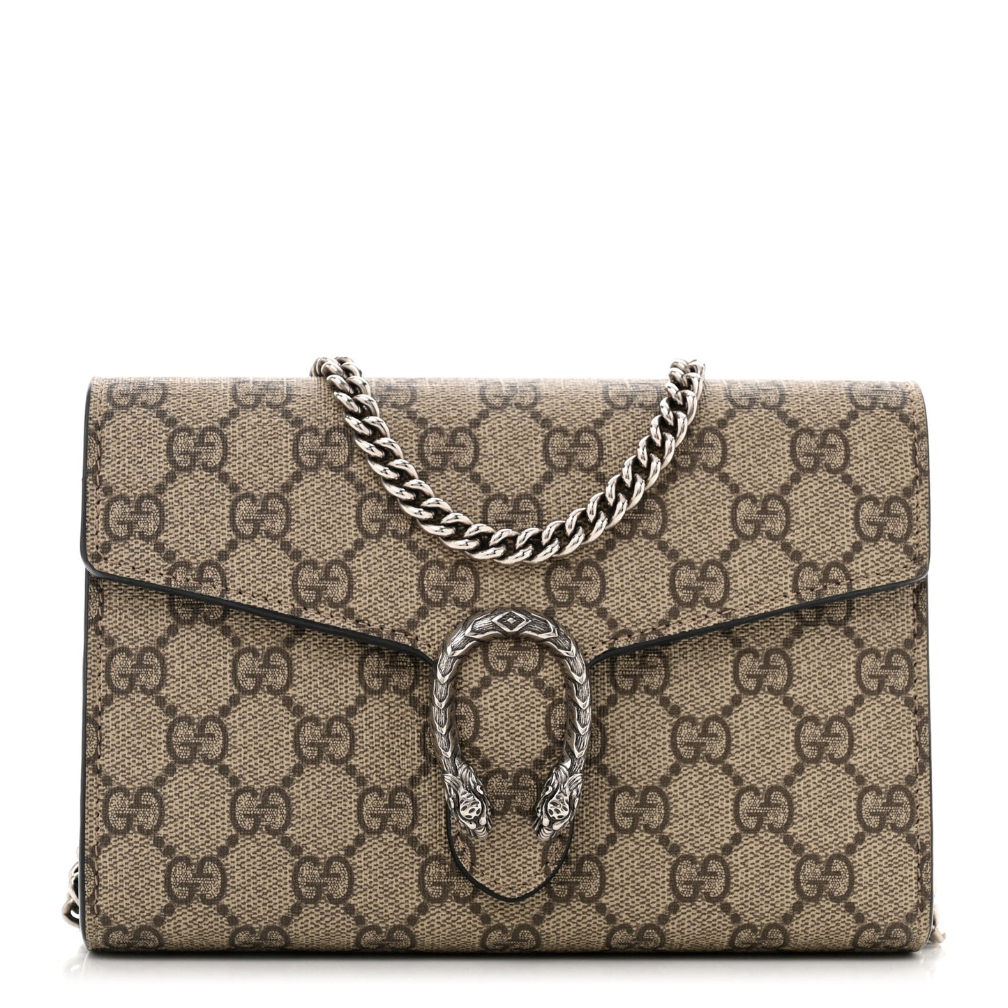 GG Supreme Monogram Mini Dionysus Chain Wallet Beige Black