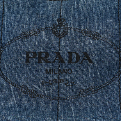 Prada Denim Logo Tote Bleu 7 of 10