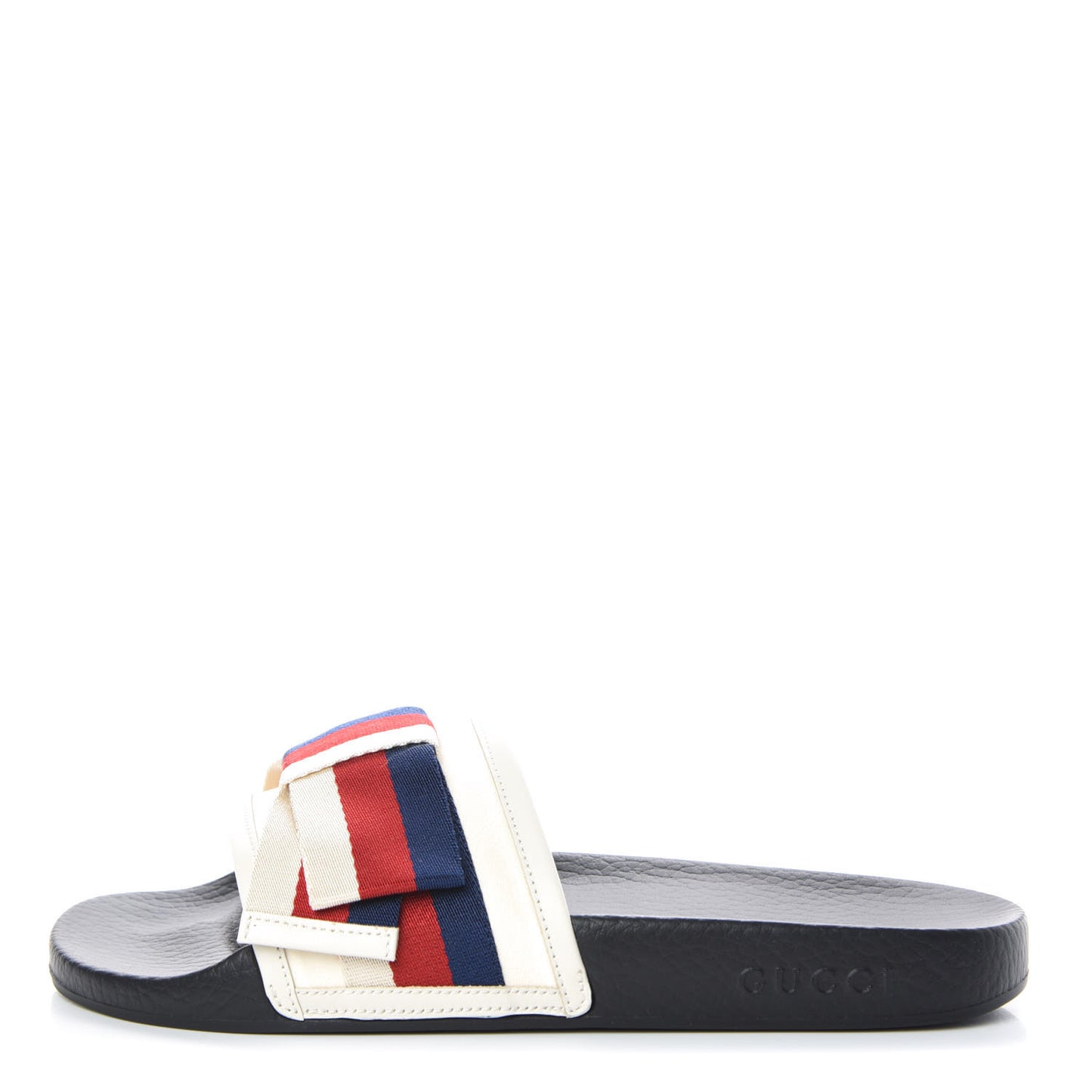 Satin Web Sylvie Bow Slide Sandals 40 White