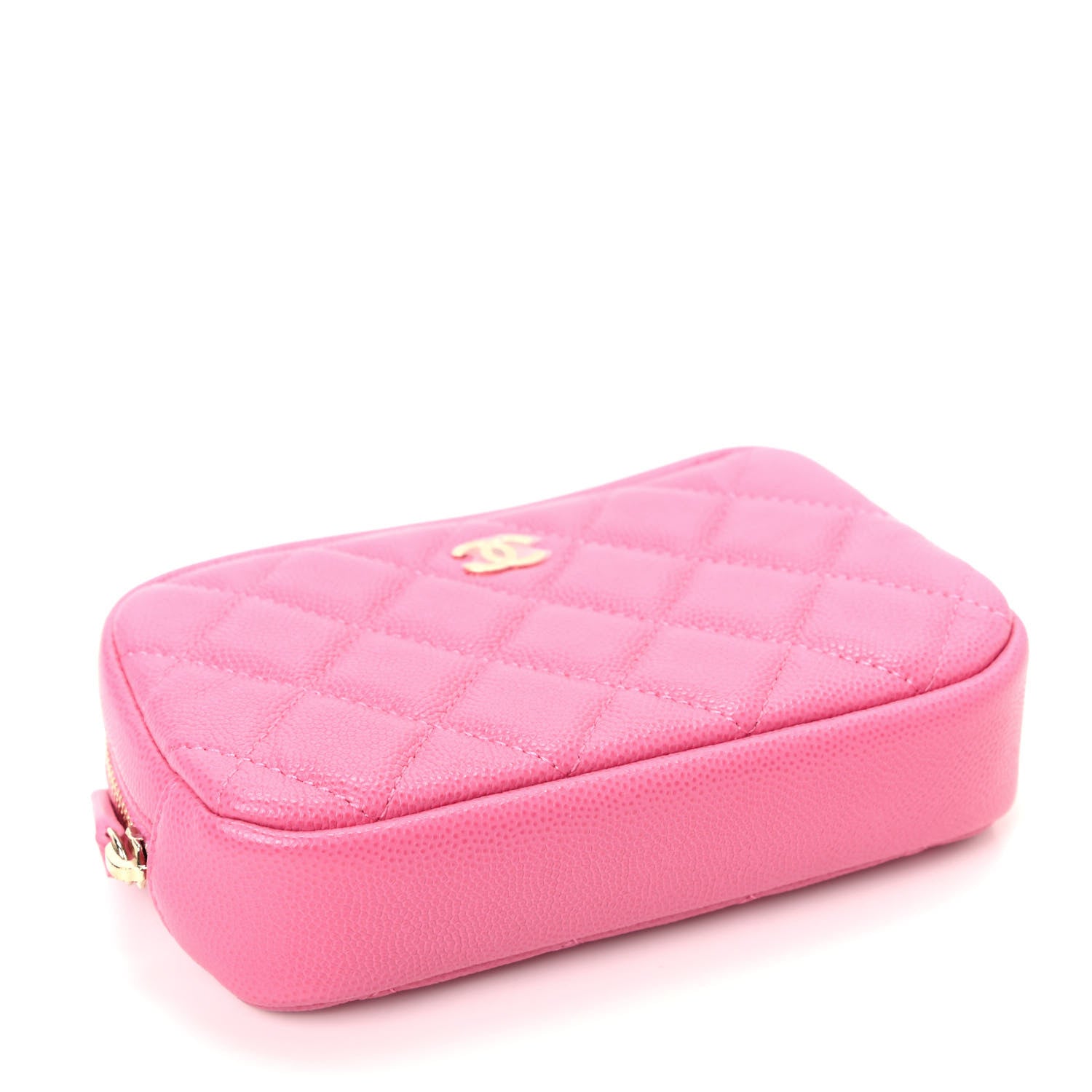 Chanel Caviar Quilted Small Curvy Pouch Cosmetic Case Pink 4 of 8