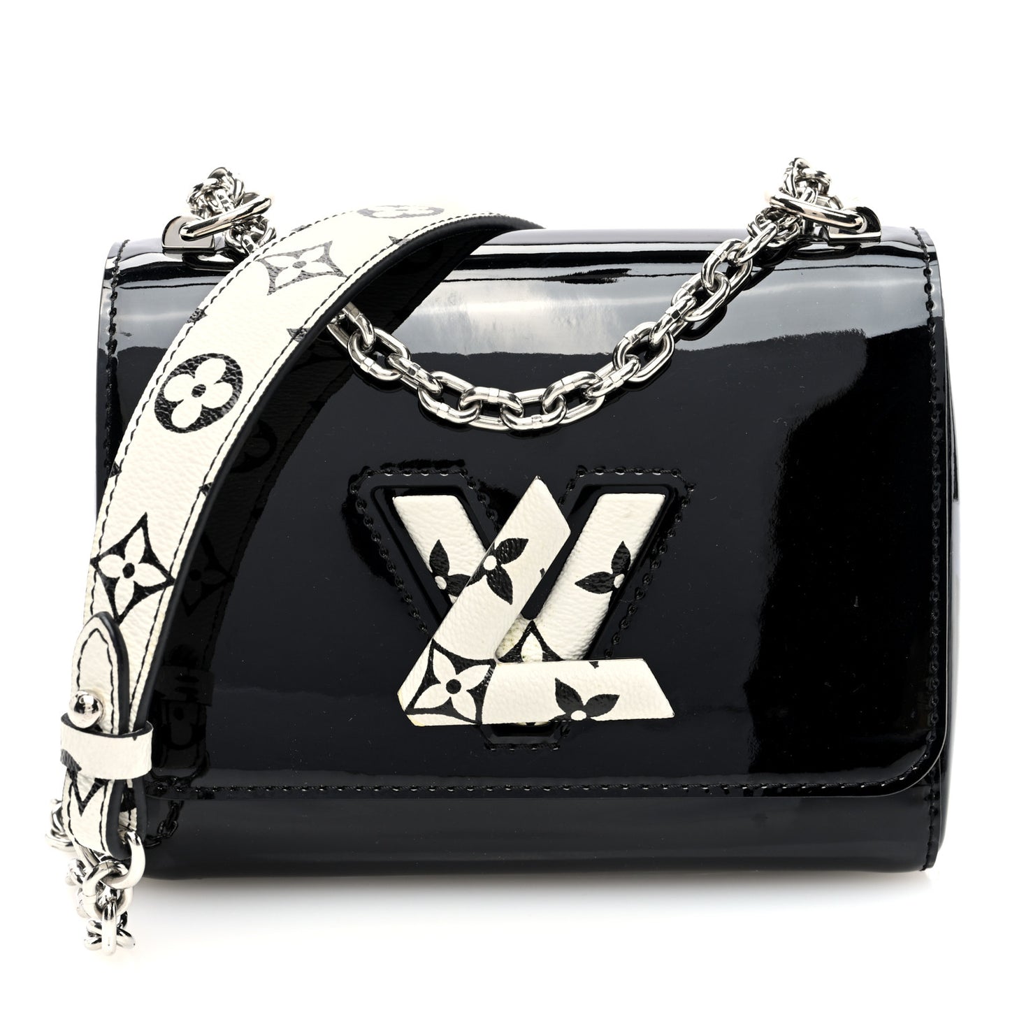 Patent Monogram Twist Shoulder Bag PM Black