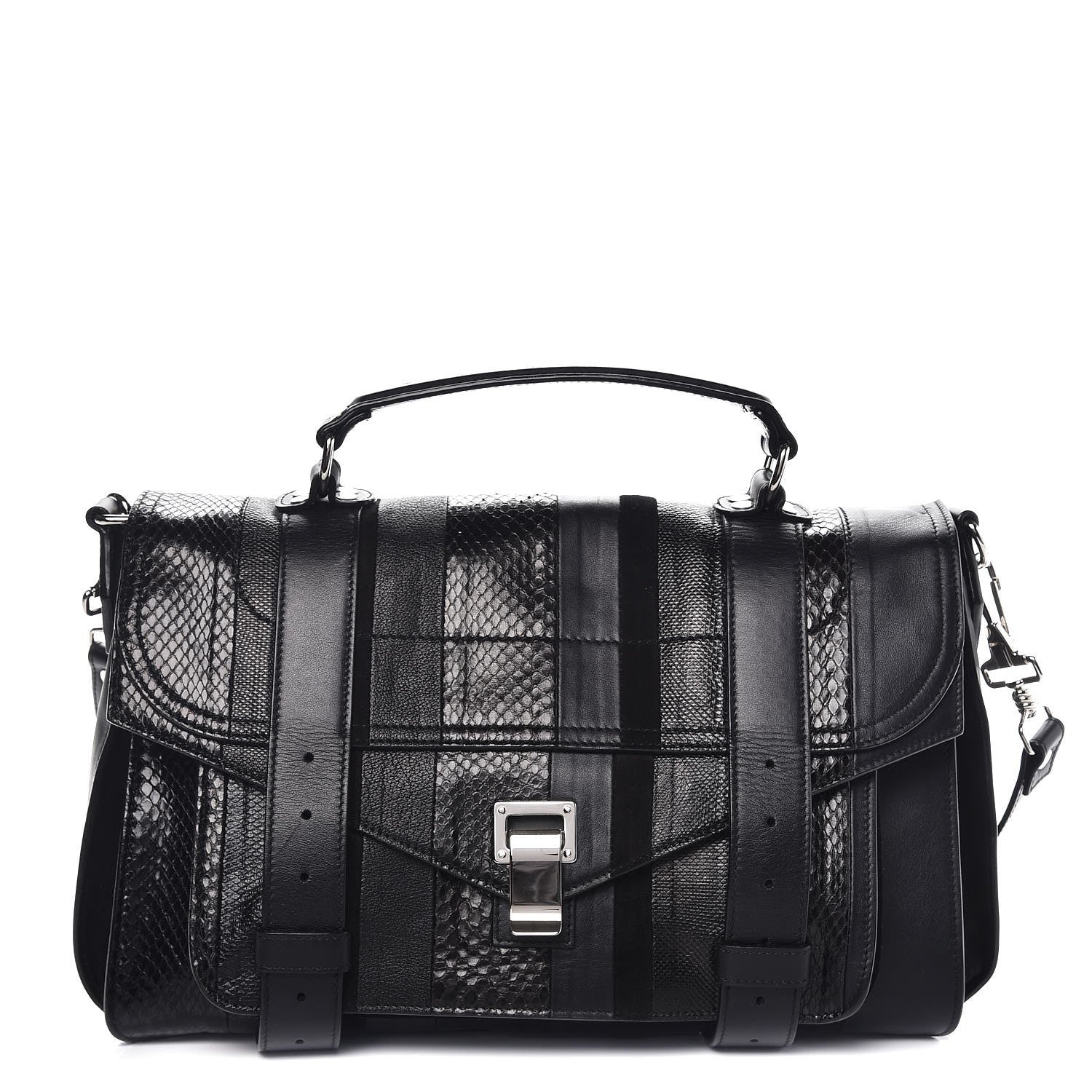 Proenza Schouler Lambskin Karung Ayers Medium Paneled PS1 Satchel Black 1 of 9