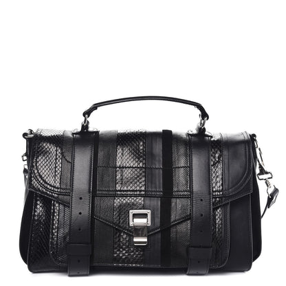 Proenza Schouler Lambskin Karung Ayers Medium Paneled PS1 Satchel Black 1 of 9