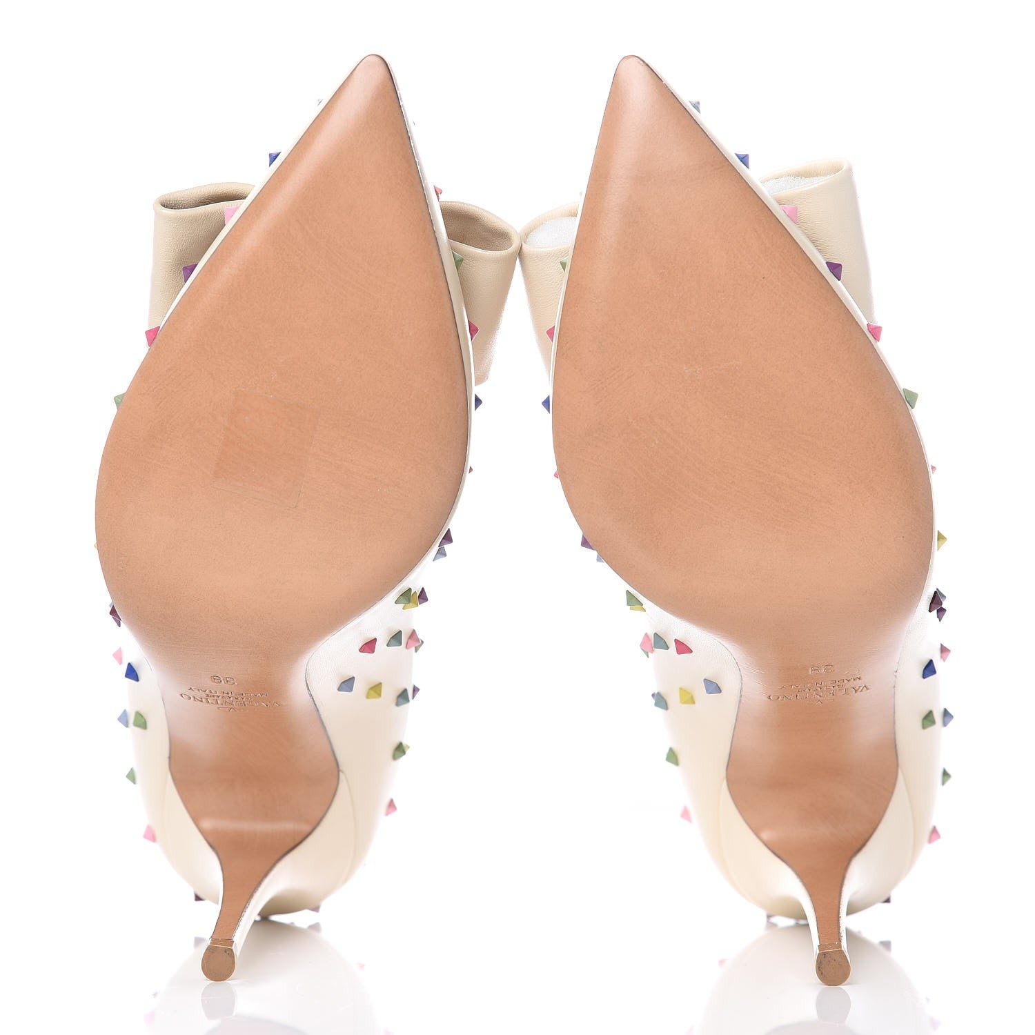 Valentino Garavani Calfskin Rainbow Rockstud Pumps 39 Light Ivory 7 of 7