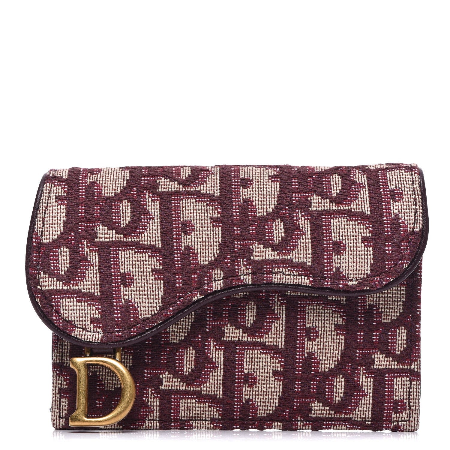 Christian Dior Oblique Saddle Card Holder Bordeaux 1 of 7