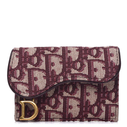 Christian Dior Oblique Saddle Card Holder Bordeaux 1 of 7