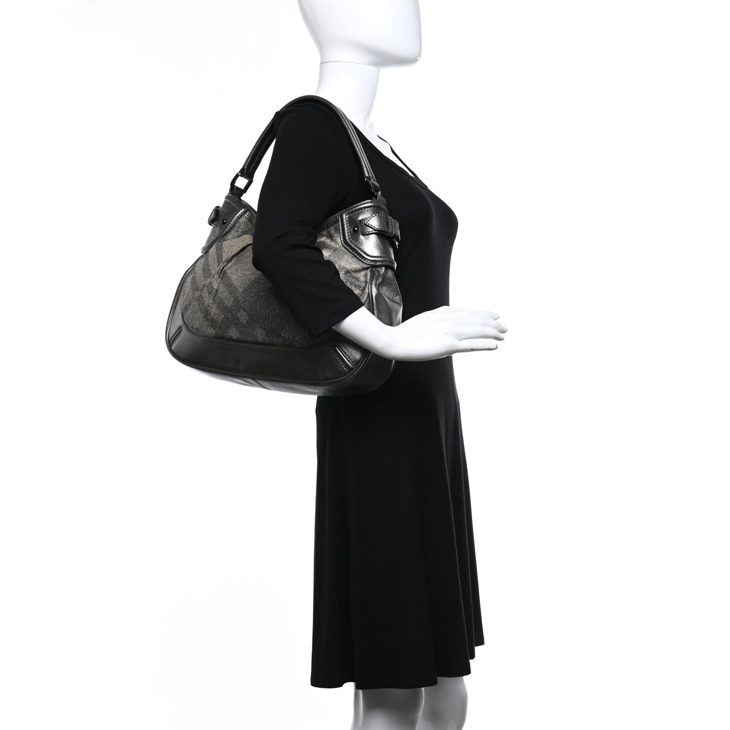 Shimmer Check Medium Fairby Hobo Pewter