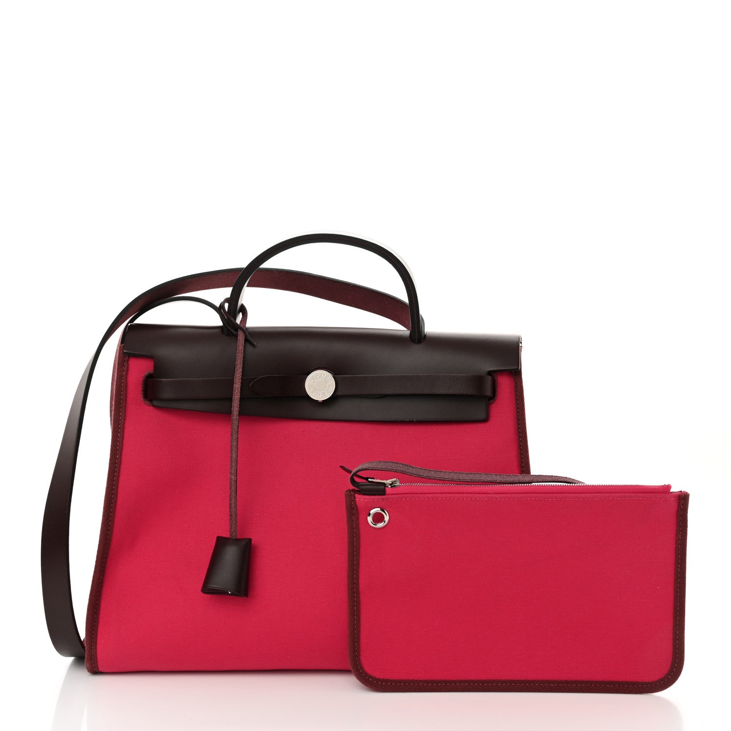 Hermes Vache Hunter Toile Herbag Zip 31 PM Rouge Venetian Rouge Sellier 3 of 13