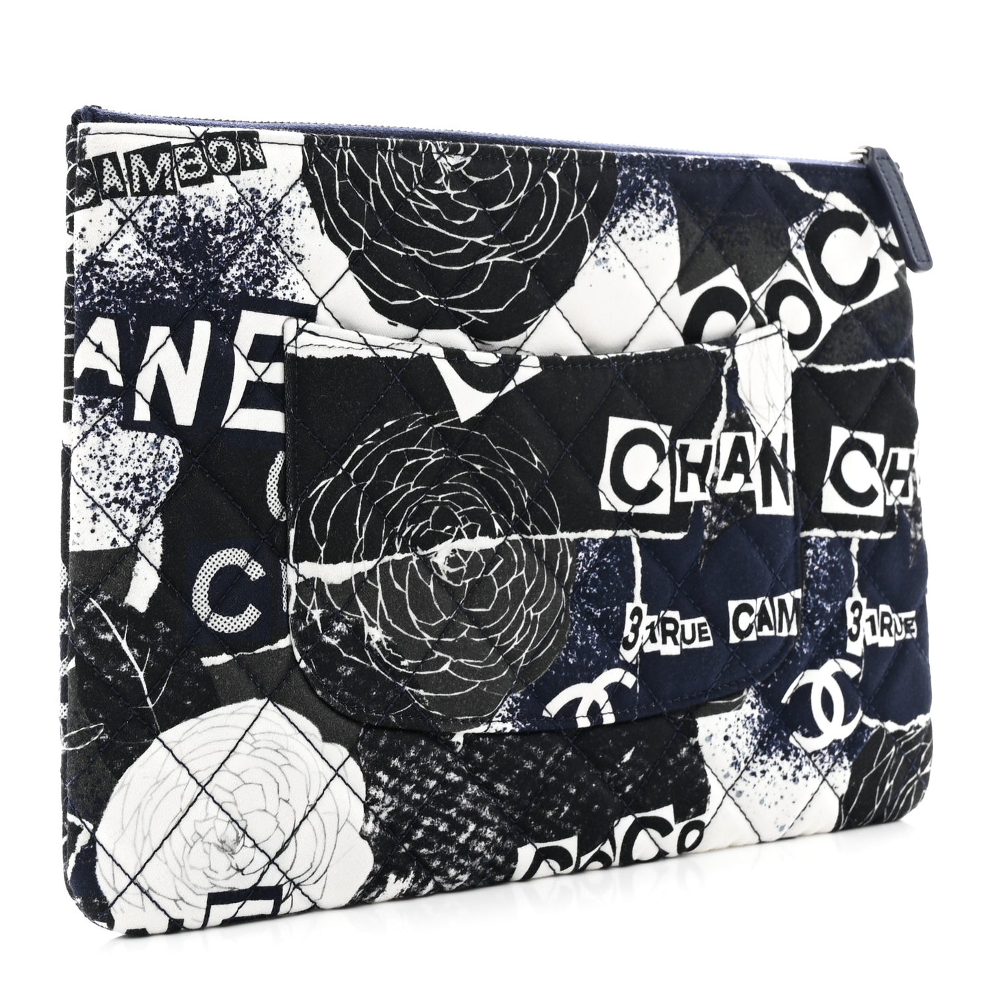 Jersey Quilted Graffiti Large Reissue Cosmetic Case Black White