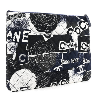 Chanel Jersey Quilted Graffiti Large Reissue Cosmetic Case Black White 3 of 8