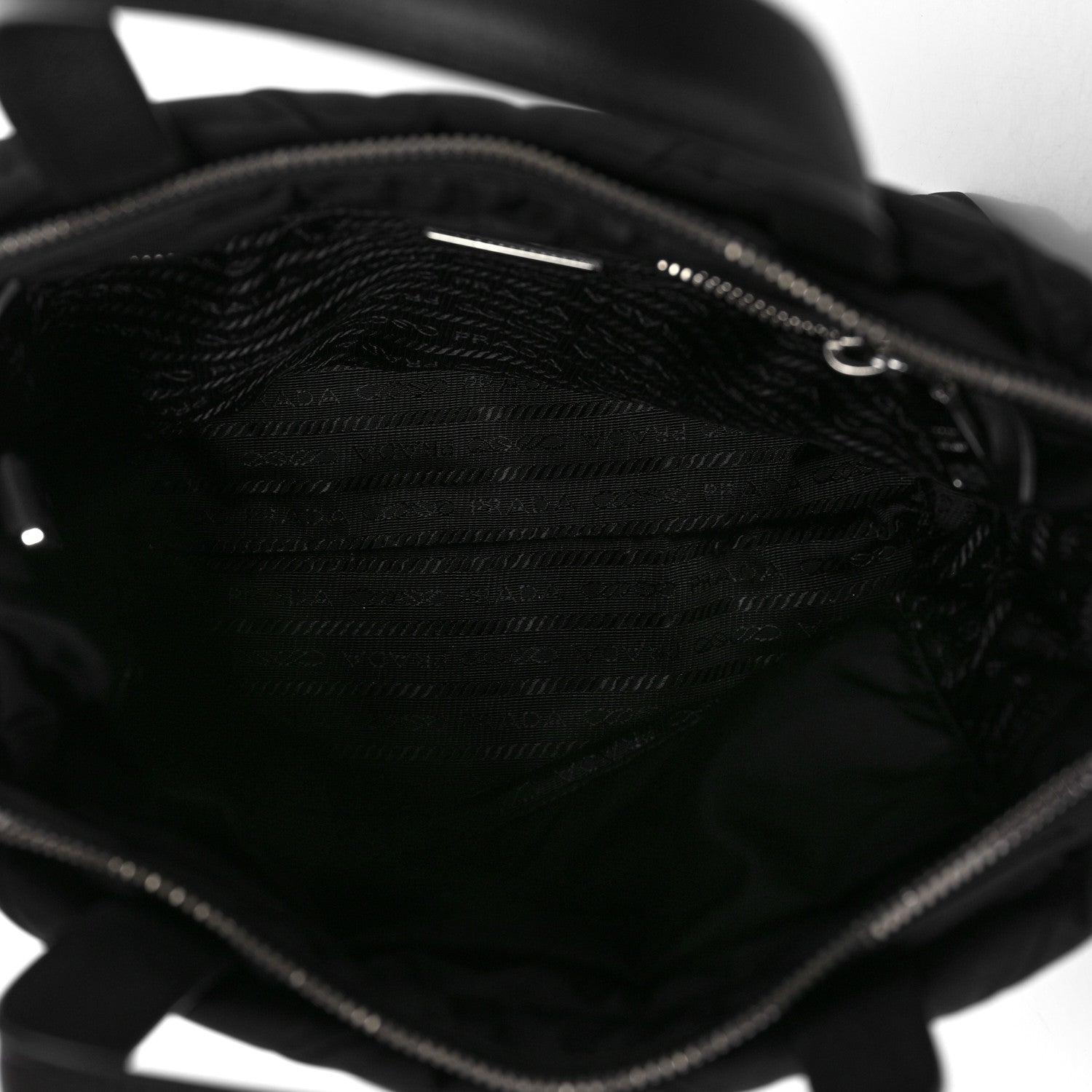 Prada Re-Nylon Nappa Triangle Quilted Padded Double Handled Zip Pocket Tote Black 5 of 9