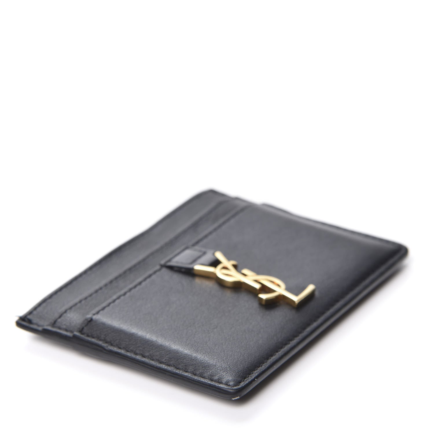 Saint Laurent Calfskin Monogram Credit Card Case Black 3 of 8