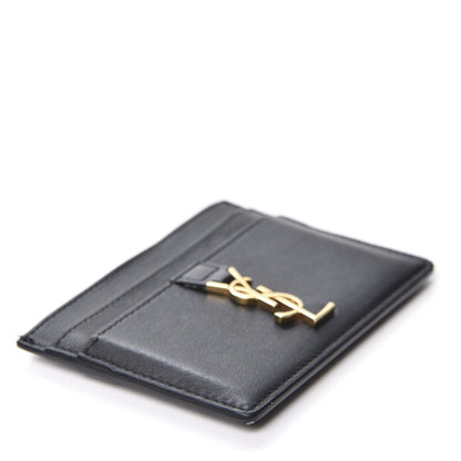 Saint Laurent Calfskin Monogram Credit Card Case Black 3 of 8