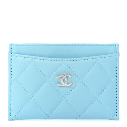 Chanel Lambskin Quilted Card Holder Neon Blue 1 of 9