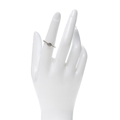 David Yurman Sterling Silver Diamond Pave Cable Classics Oval Ring 54 7 2 of 4