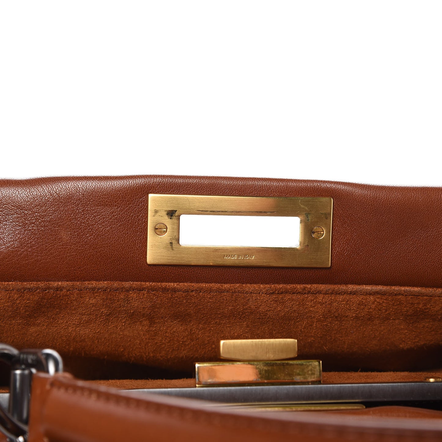 Vitello Suede Medium Peekaboo Iconic Satchel Cuoio Rame Moro