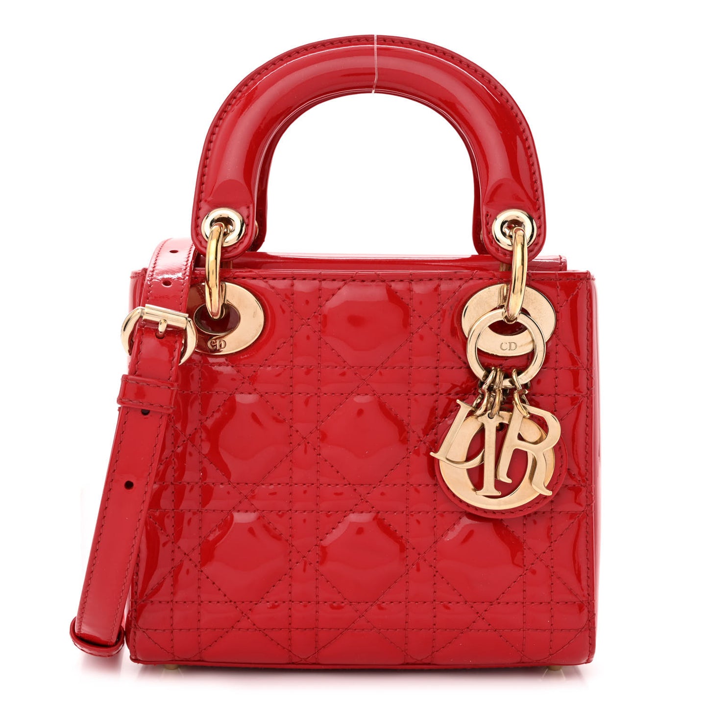 Patent Cannage Mini Lady Dior Red