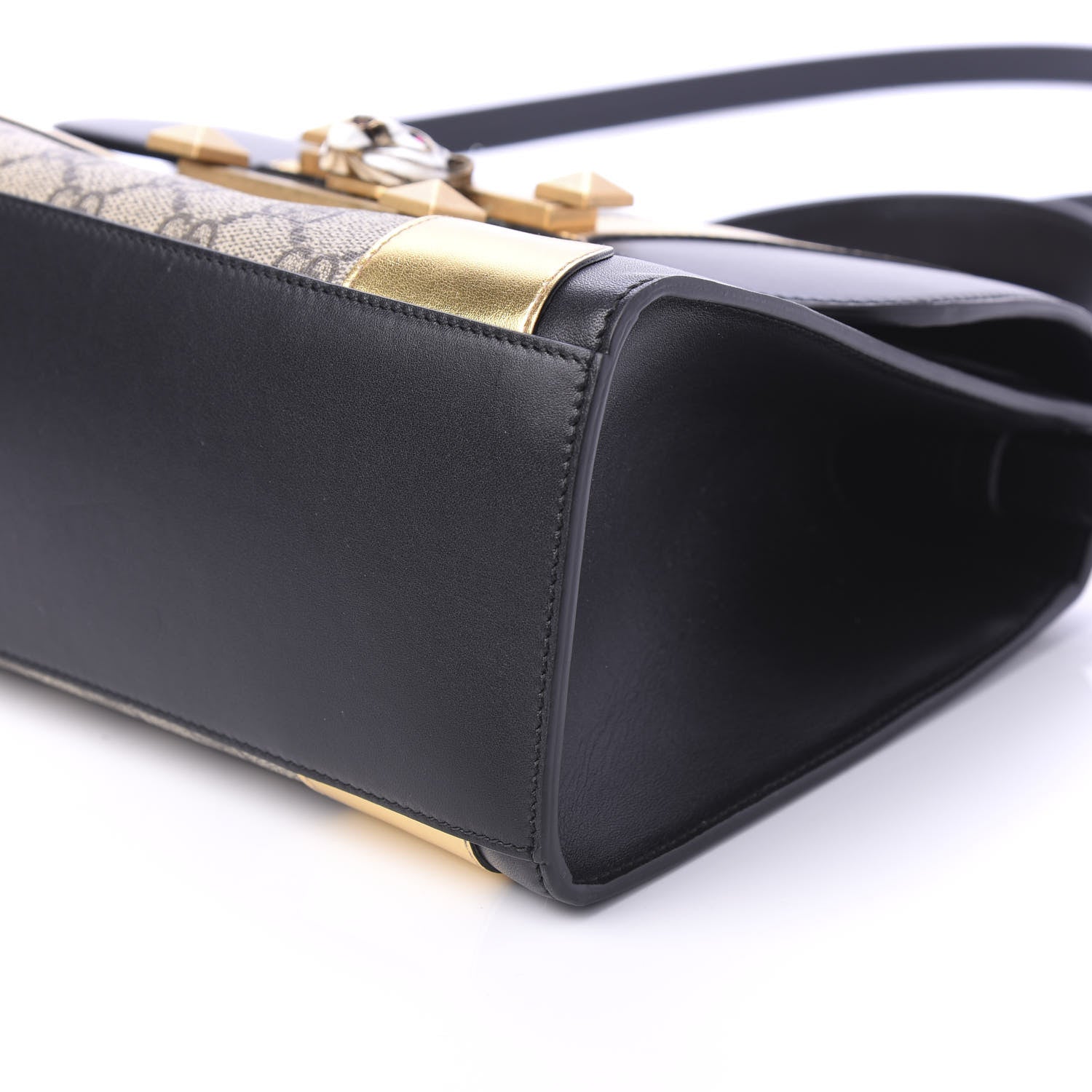 Gucci GG Supreme Monogram Small Osiride Top Handle Bag Black Gold 8 of 11