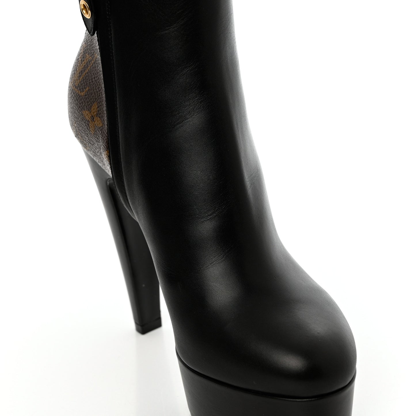 Calfskin Monogram Afterglow Platform Ankle Boots 38 Black
