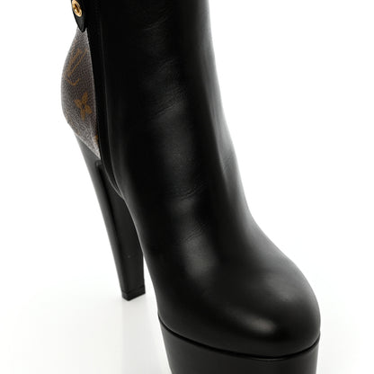 Louis Vuitton Calfskin Monogram Afterglow Platform Ankle Boots 38 Black 13 of 15