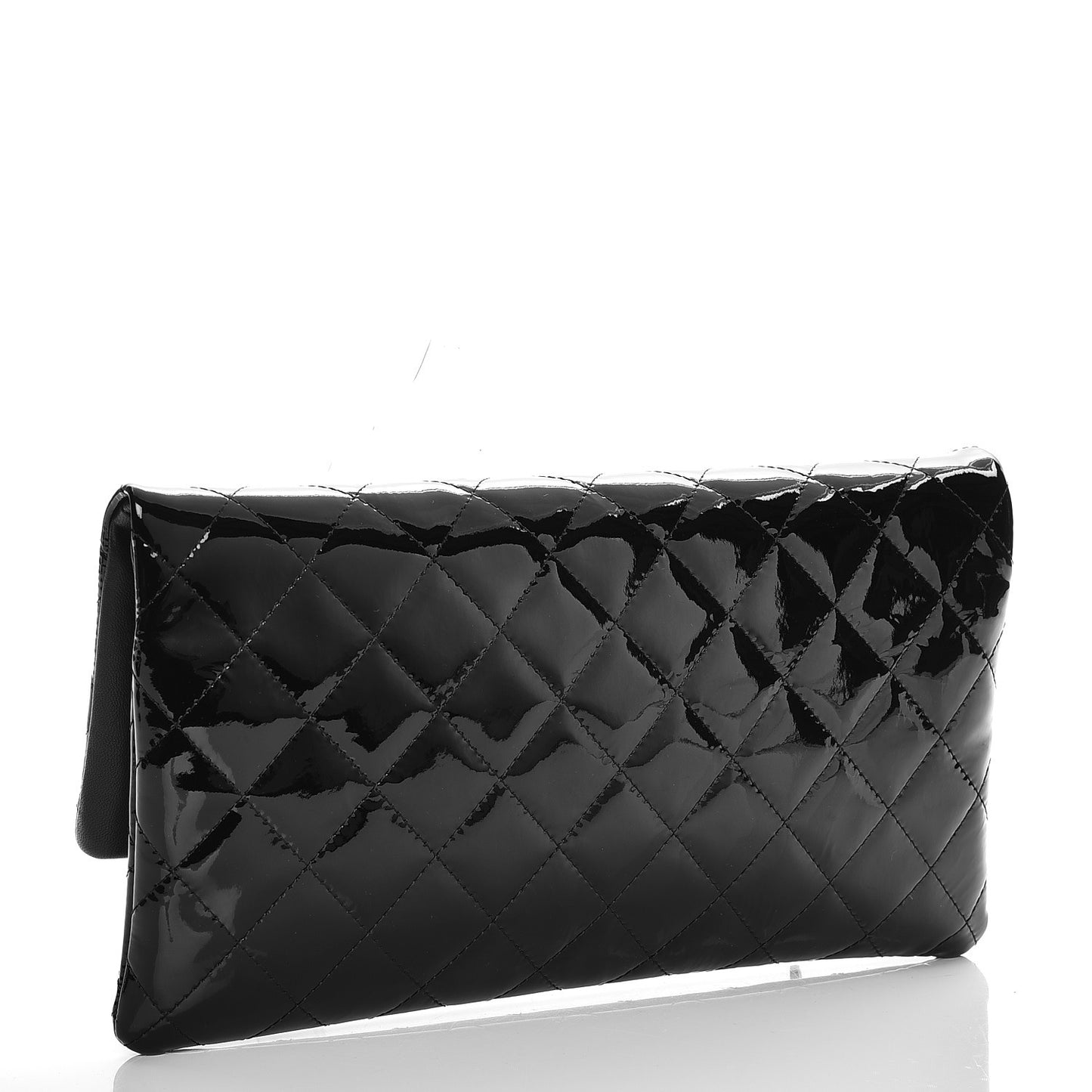 Patent Calfskin Quilted Beauty CC Clutch Black
