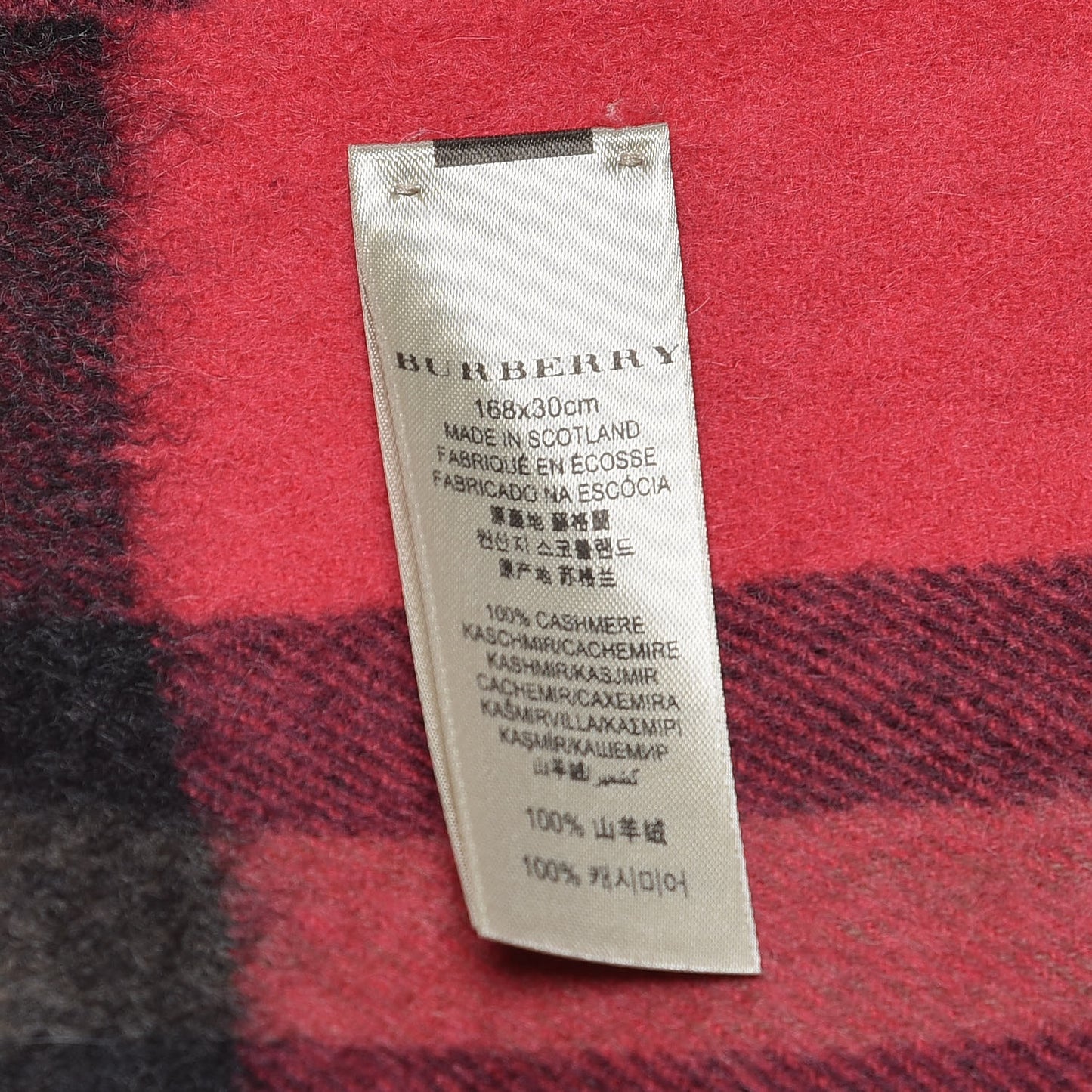 Cashmere Giant Check Fringe Scarf Pink Sweet Pea