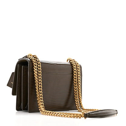 Saint Laurent Calfskin Lizard Embossed Small Monogram Sunset Dark Seaweed 2 of 11