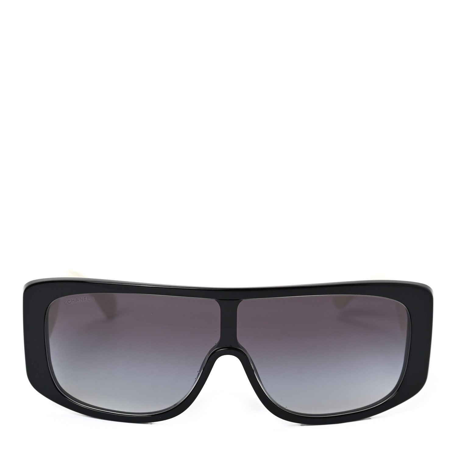 Chanel Acetate Shield Sunglasses 71466 White Black 2 of 6