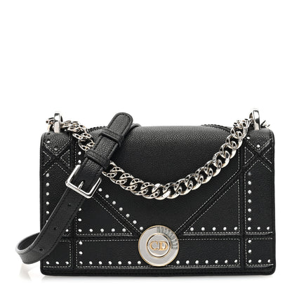 Christian Dior Grained Calfskin Perforated Diorama Flap Bag Black 1 of 10