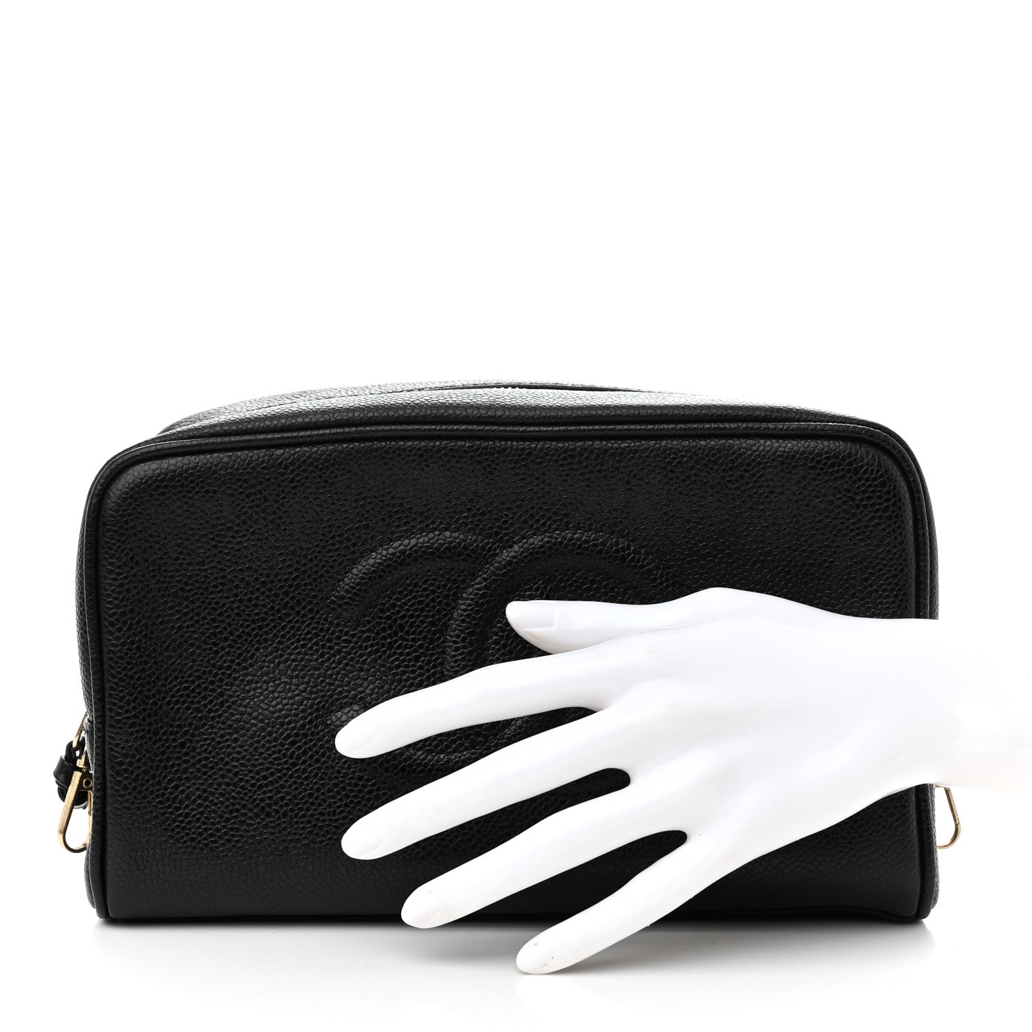 Chanel Caviar Timeless CC Cosmetic Pouch Bag Black 2 of 13
