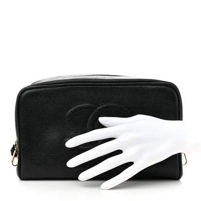 Chanel Caviar Timeless CC Cosmetic Pouch Bag Black 2 of 13