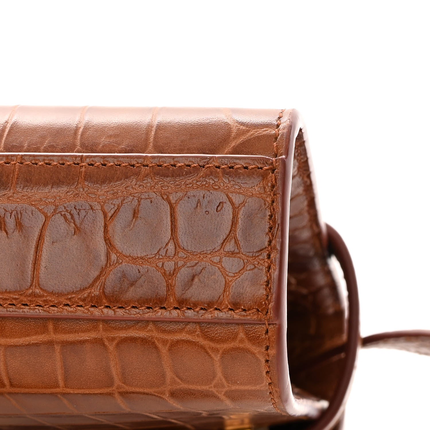 Saint Laurent Shiny Calfskin Crocodile Embossed Small Manhattan