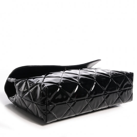 Vinyl Quilted In the Business Flap Bag Black