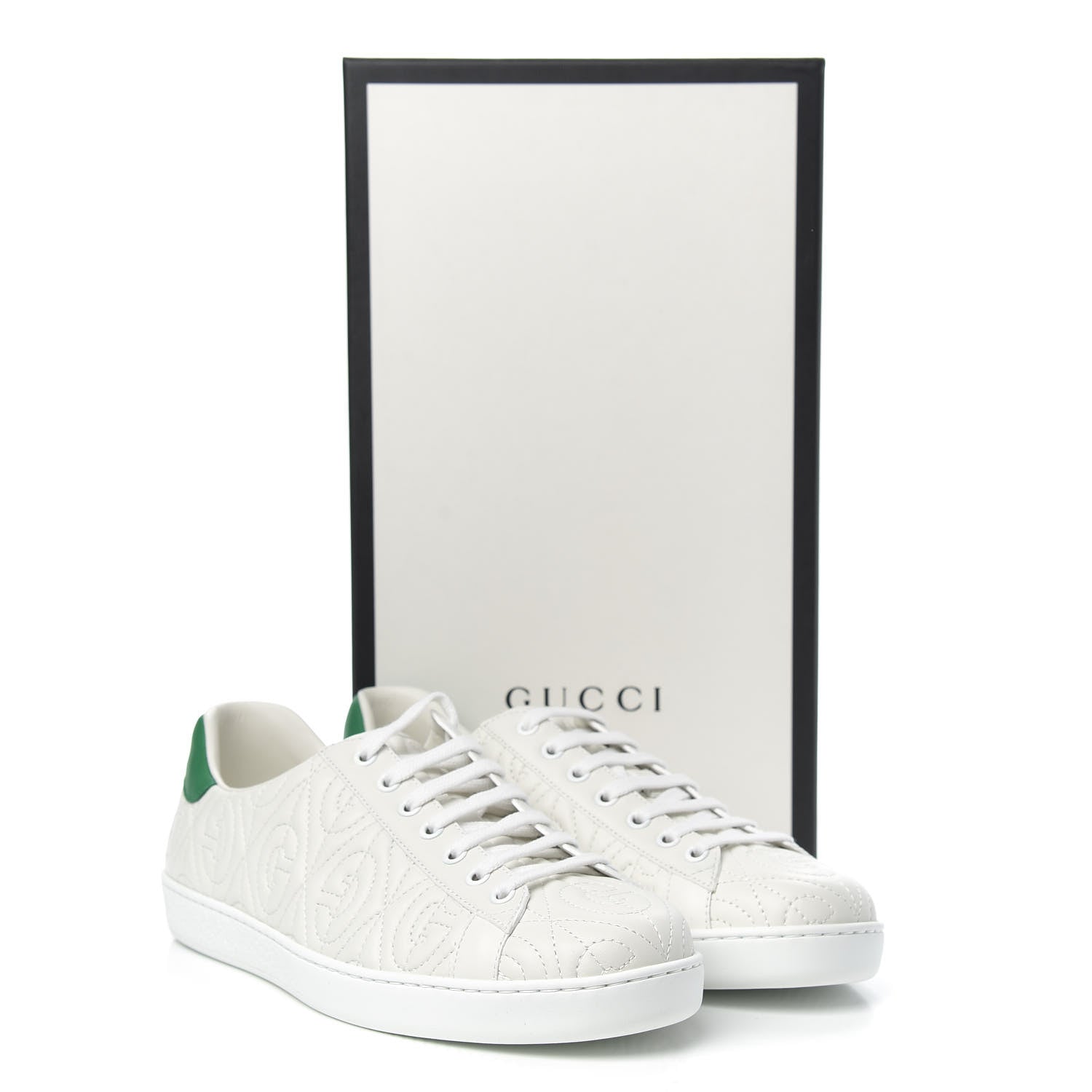 Gucci Nappa G Rhombus Mens Ace Sneakers 8 Great White Green 9 of 9