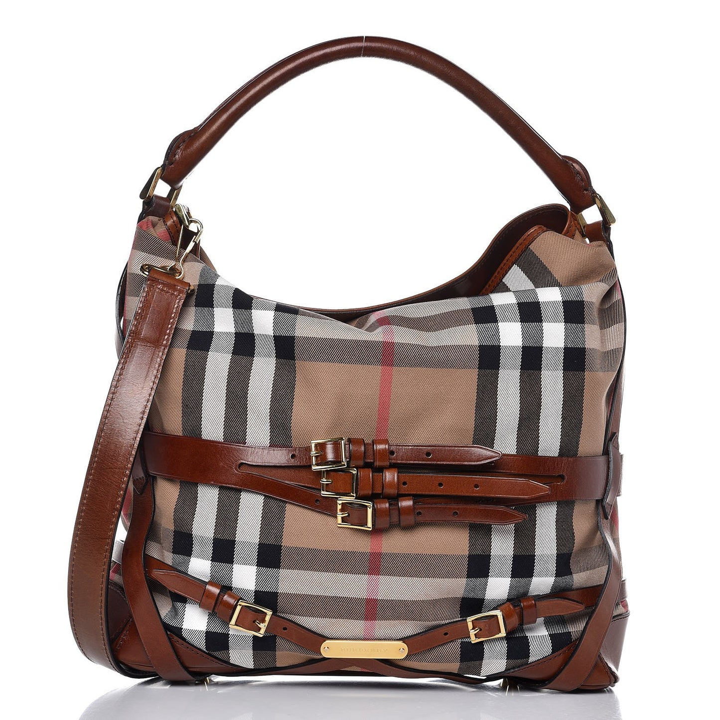 House Check Bridle Calfskin Medium Gosford Hobo Dark Tan