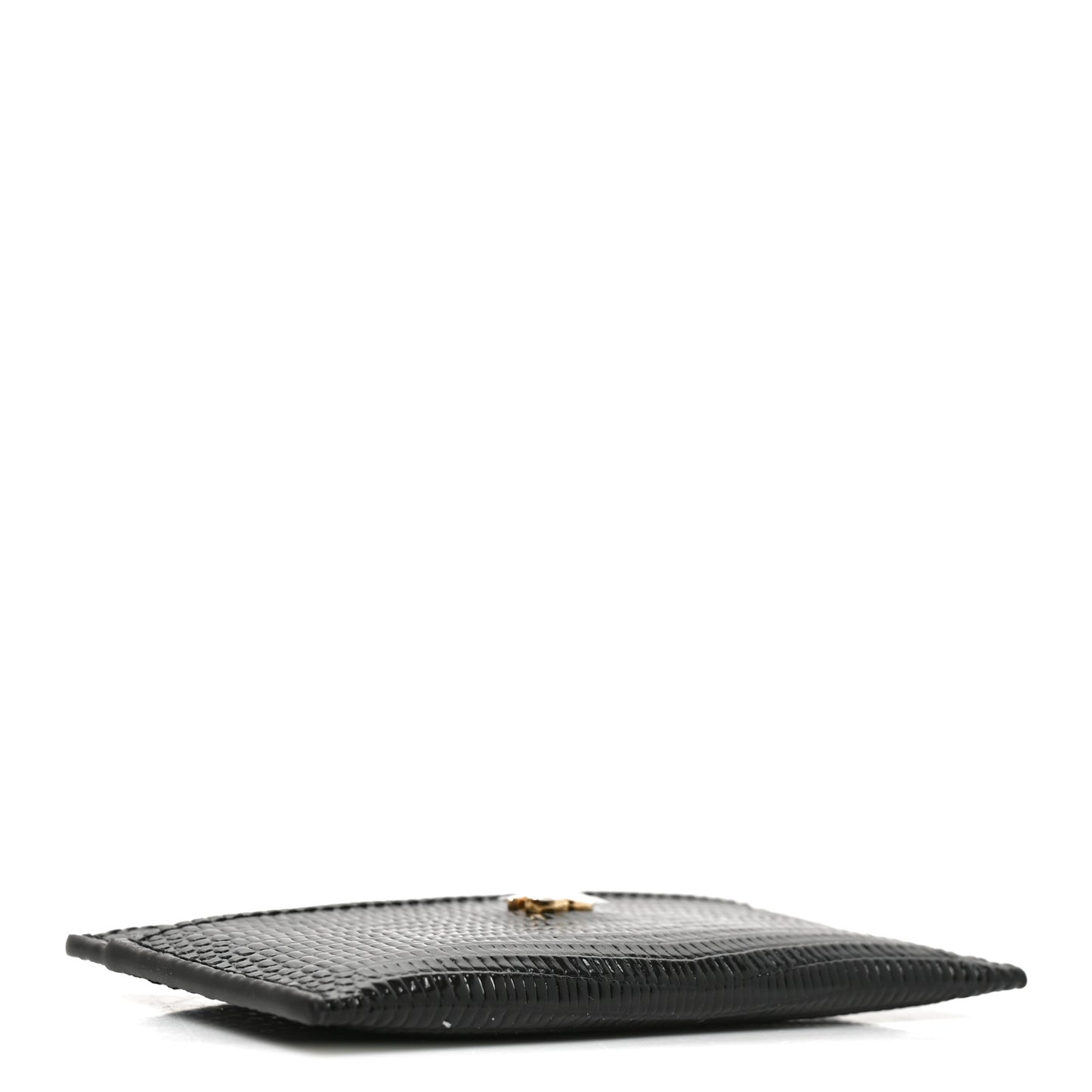 Calfskin Lizard Embossed Card Holder Black