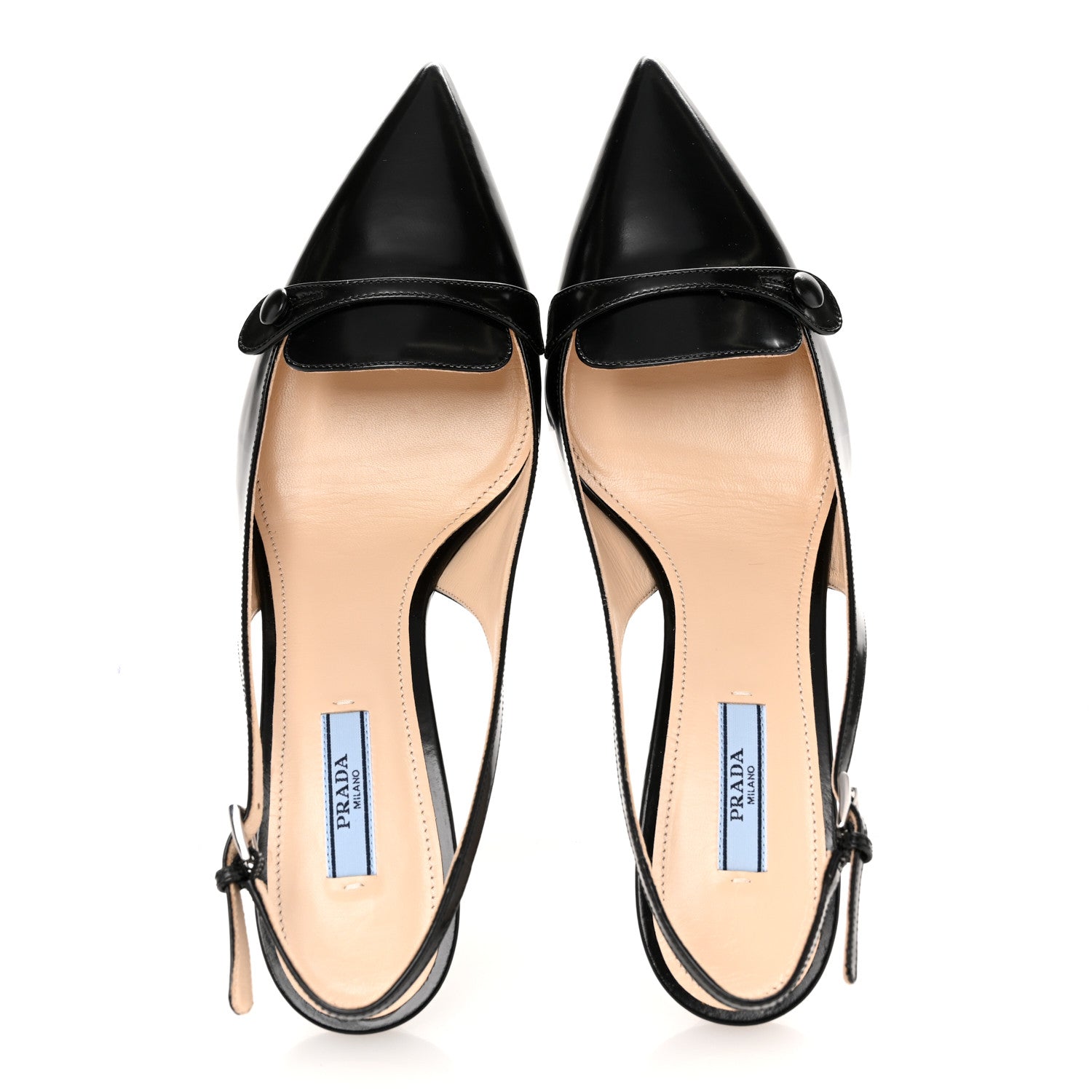 Prada Spazzolato Pointed Toe Slingback Pumps 39 Black 2 of 9