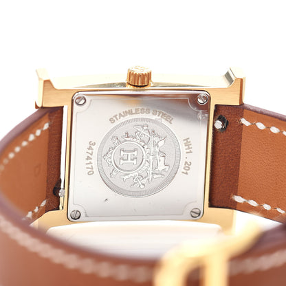 Hermes Stainless Steel Barenia 21mm Heure H Hour Quartz Watch Fauve 4 of 5