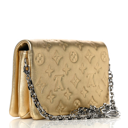 Louis Vuitton Metallic Lambskin Embossed Monogram Pochette Coussin Gold 3 of 9