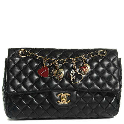 Chanel Lambskin Quilted Valentine Charms Medium Single Flap Black 1 of 8