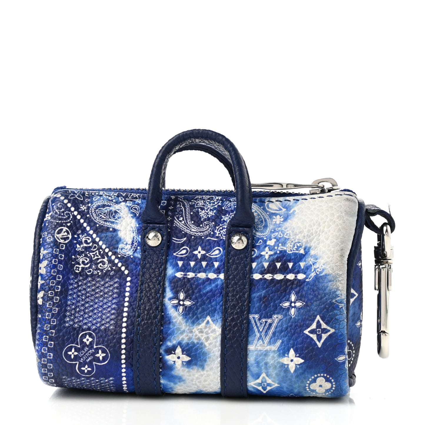 Monogram Bandana Mini Keepall Bag Charm Key Holder Blue
