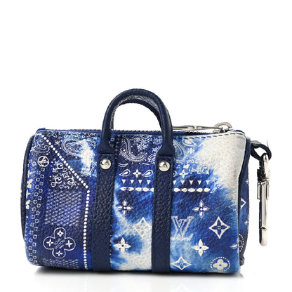 Louis Vuitton Monogram Bandana Mini Keepall Bag Charm Key Holder Blue 3 of 7